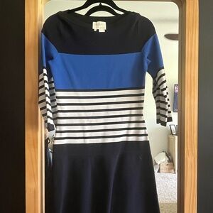 Kate Spade Black and Blue A-Line Dress with Raglan Sleeves